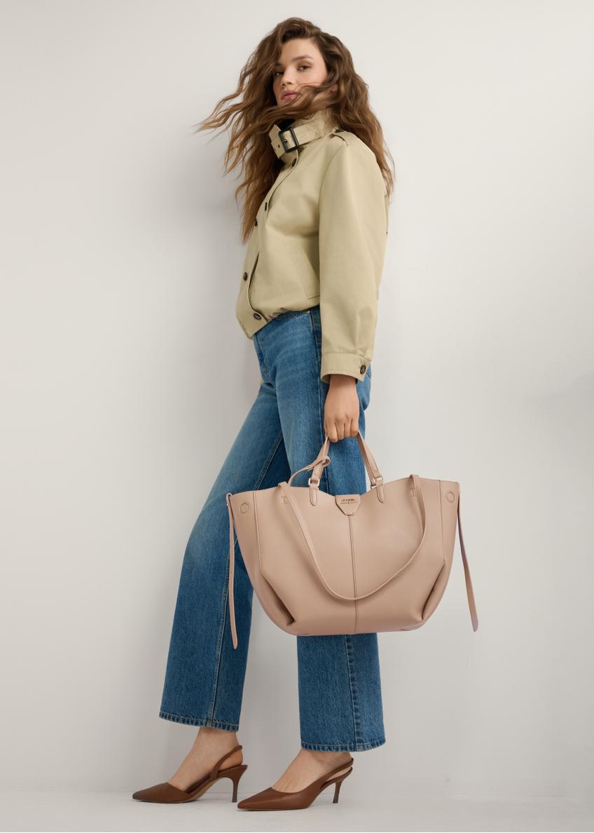 Beżowa duża torebka shopper TOREC-1201-1B(W26)