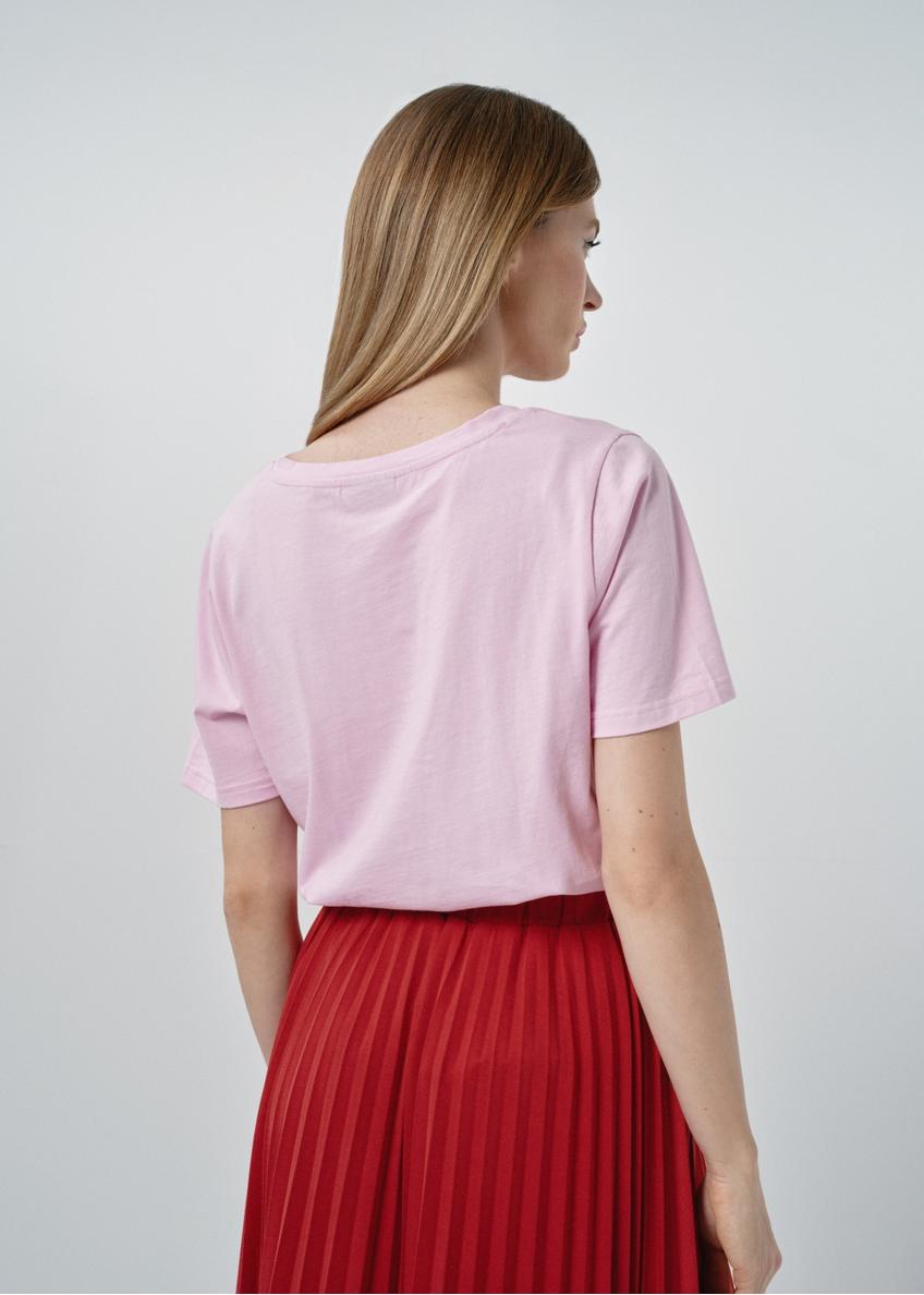 Różowy T-shirt damski basic TSHDT-0120-34(W24)