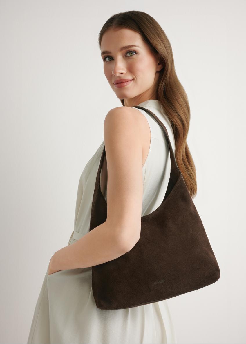 Brązowa zamszowa torebka damska TORES-1308-1I(W26)