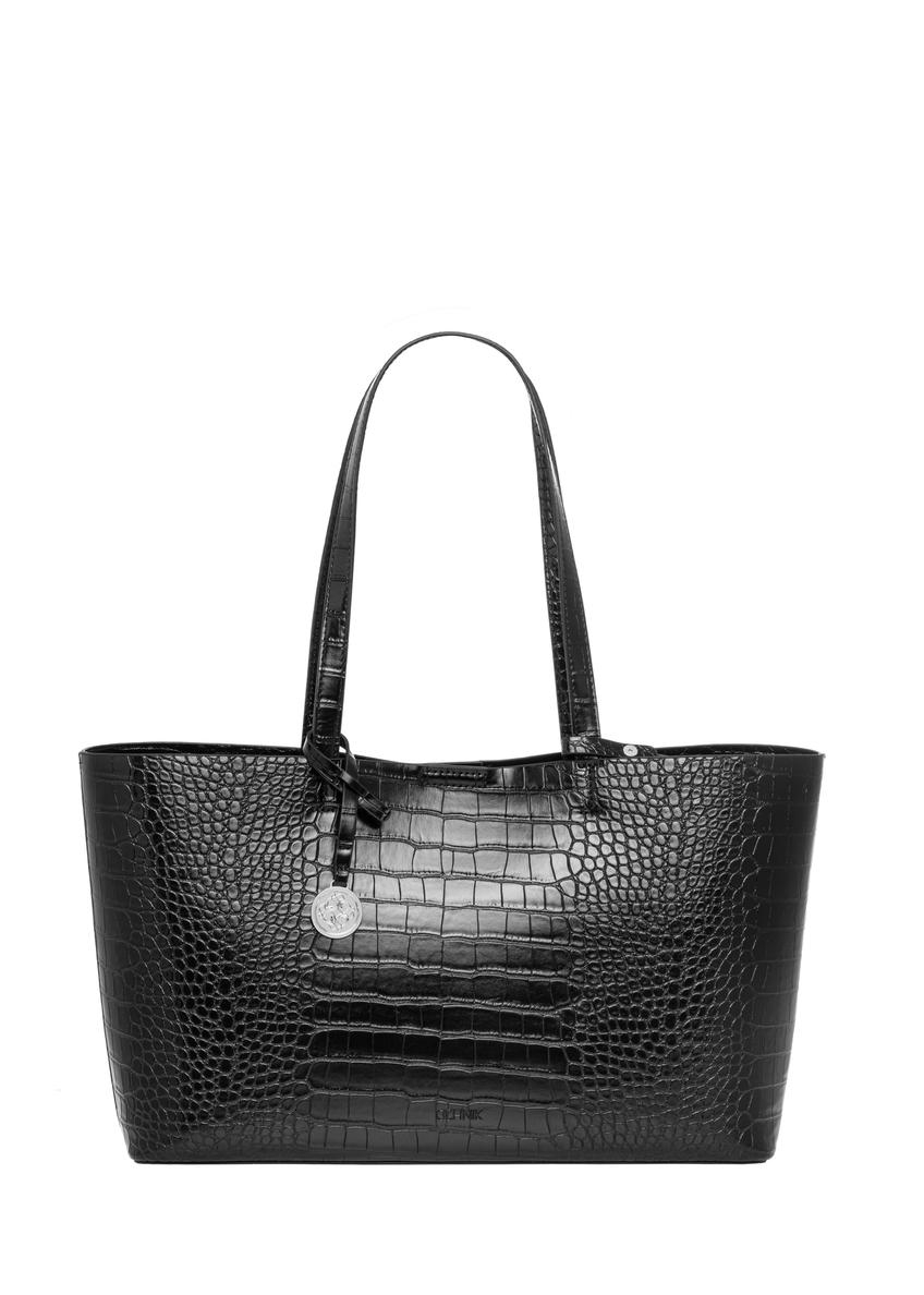 Czarna torebka damska croco TOREC-1258-9G(Z26)