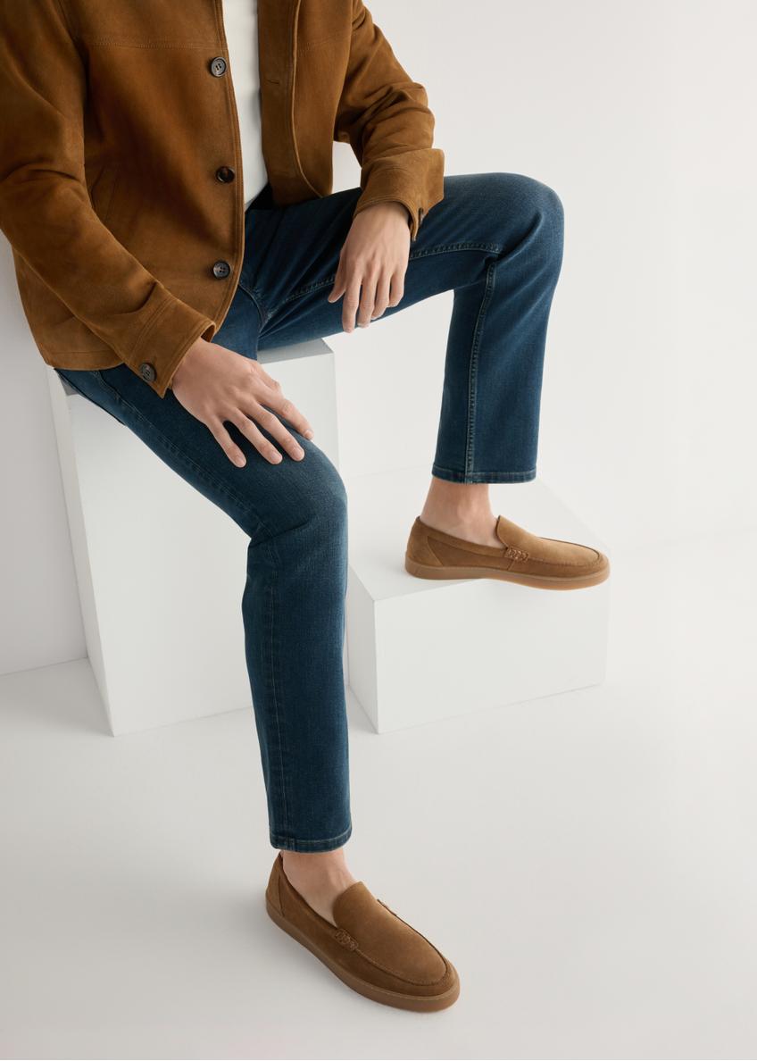 Camelowe skórzane mokasyny męskie BUTYM-0499-1D(W26)