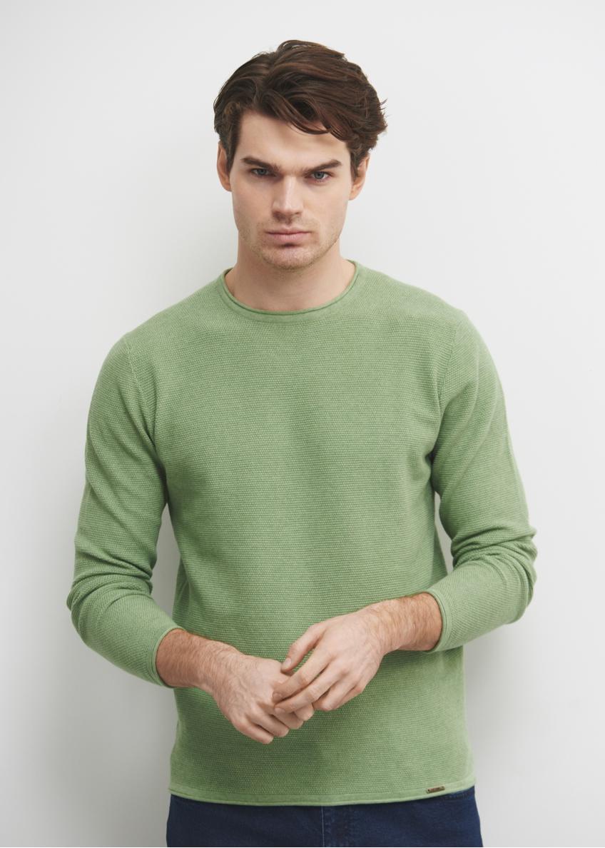 Zielony sweter męski basic SWEMT-0128-51(W23)