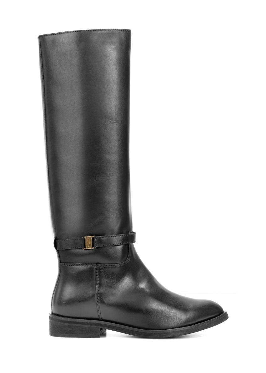 Czarne skórzane kozaki damskie BUTYD-1204-99(Z25)