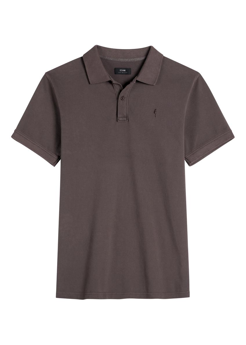 Męska koszulka polo w kolorze brązowym POLMT-0055A-1I(W26)