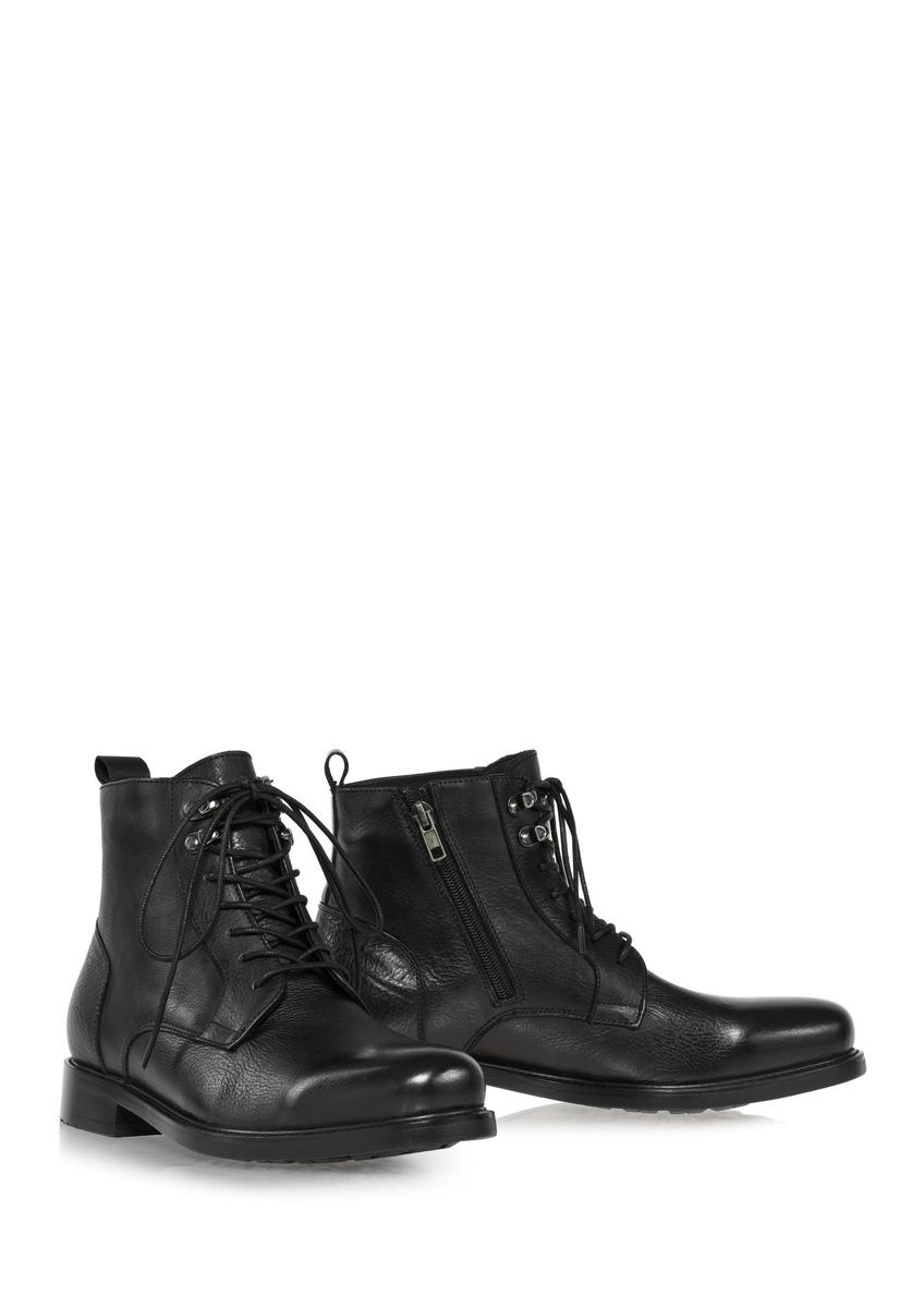 Black leather men's boots BUTYM-0469-99(Z24)