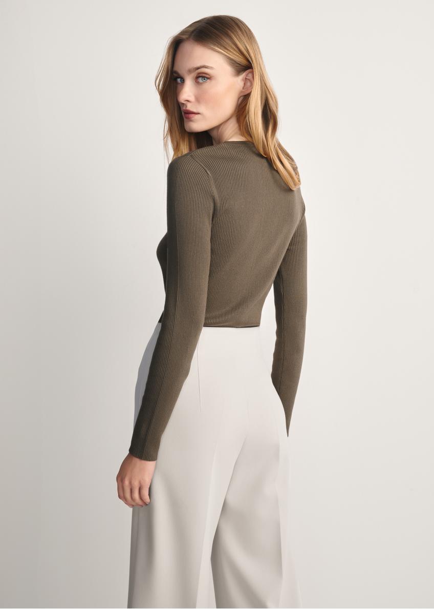 Prążkowany longsleeve damski LSLDT-0028-51(Z25)