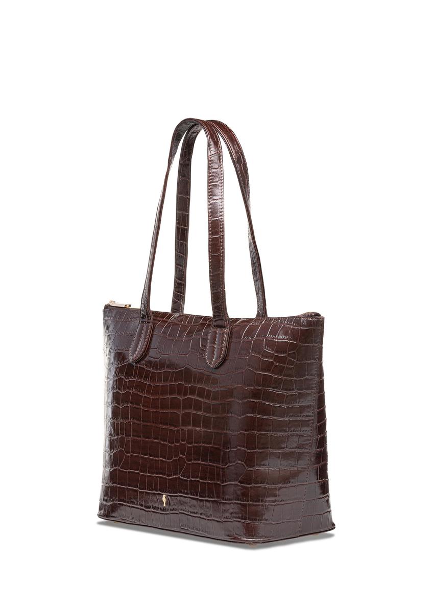 Damska brązowa torebka shopper skórzana TORES-0939F-1H(W26)