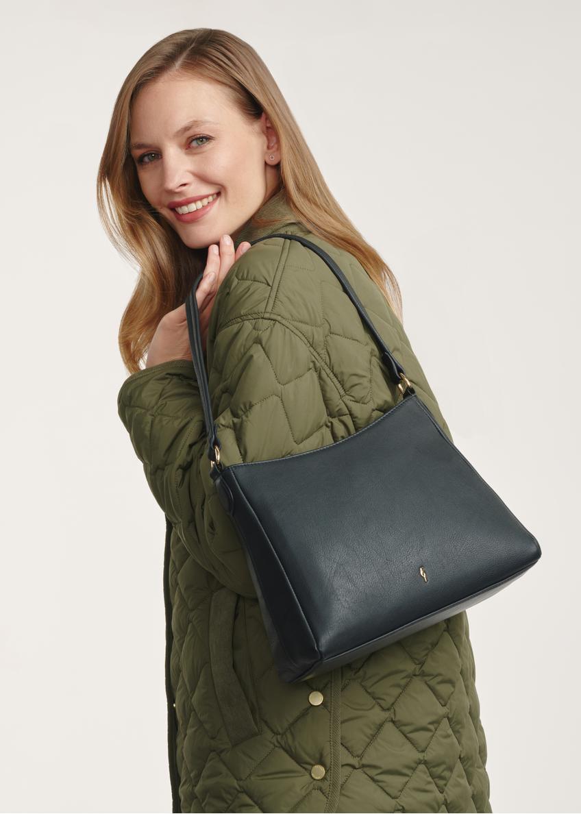 Skórzana czarna torebka damska typu hobo TORES-0975E-99(Z25)