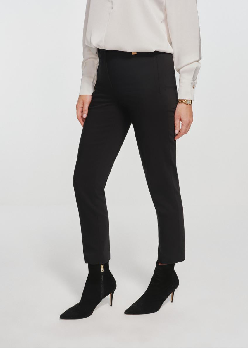 Black women's trousers with a crease SPODT-0095-99(Z24) pic. 2