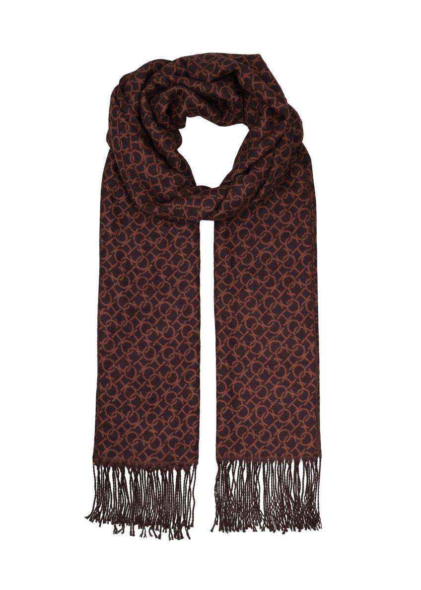 Damski szalik dwustronny z monogramem SZADT-0235-1I(Z26) - widok produktu z przodu, na białym tle. 