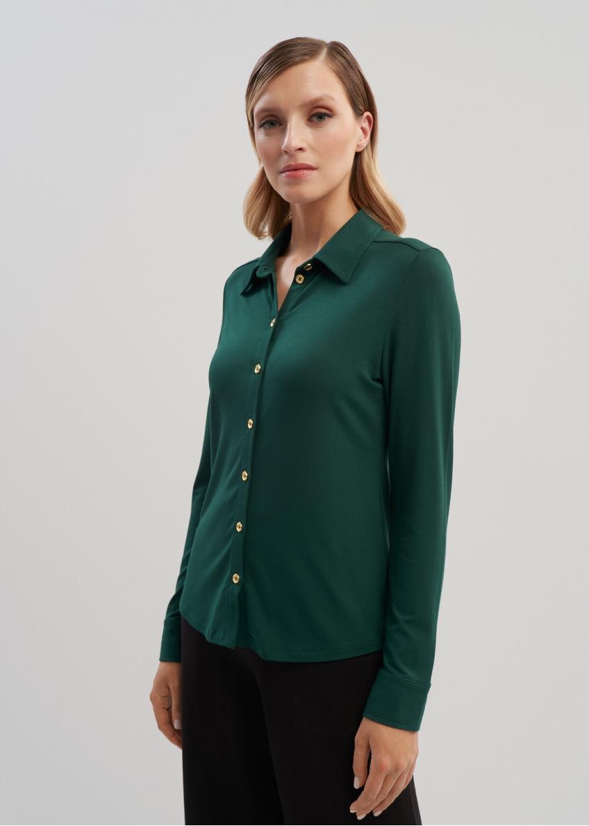 Ciemnozielona elastyczna koszula damska KOSDT-0151-54(Z23)