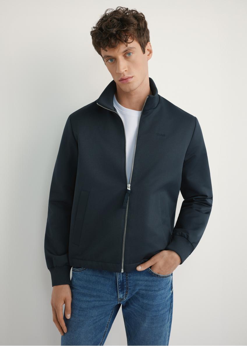 Granatowa przejściowa kurtka męska KURMT-0404-7D(W26)