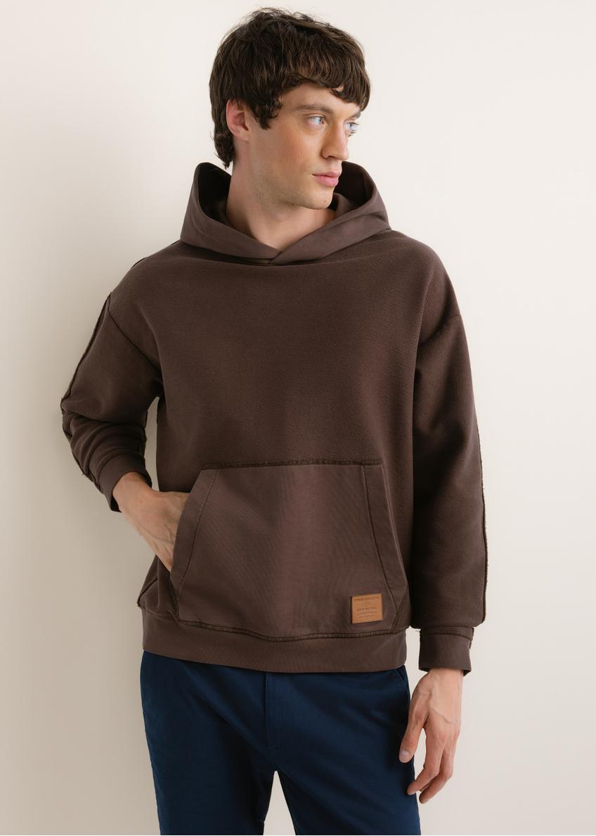 Ciemnobrązowa bawełniana bluza męska z kapturem BLZMT-0086-1I(Z26)