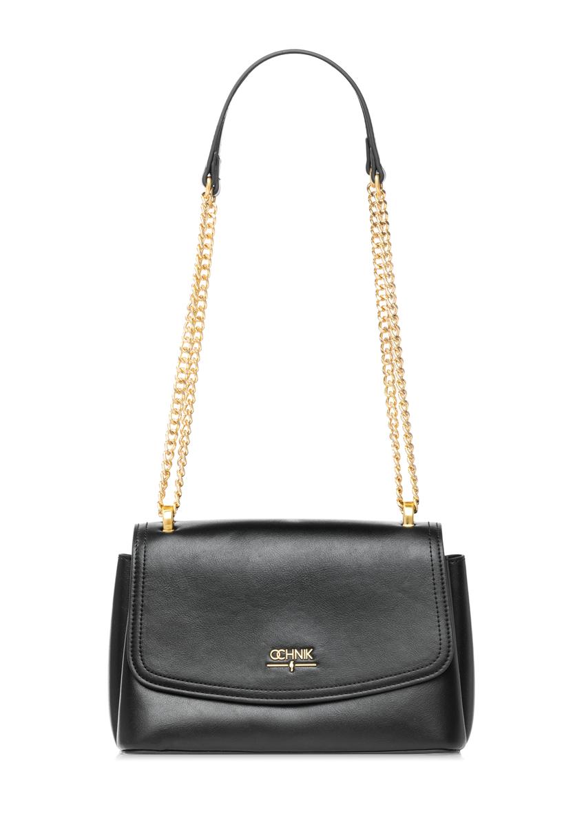 Czarna listonoszka na łańcuszku TOREC-1152-99(W26) - widok produktu z przodu, na białym tle.  