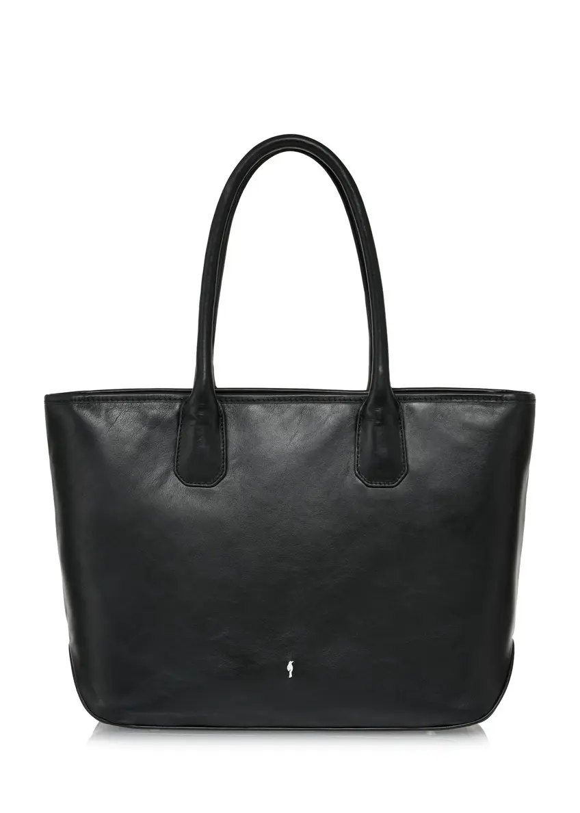 Black leather shopper bag TORES-1067-99(Z24)-01