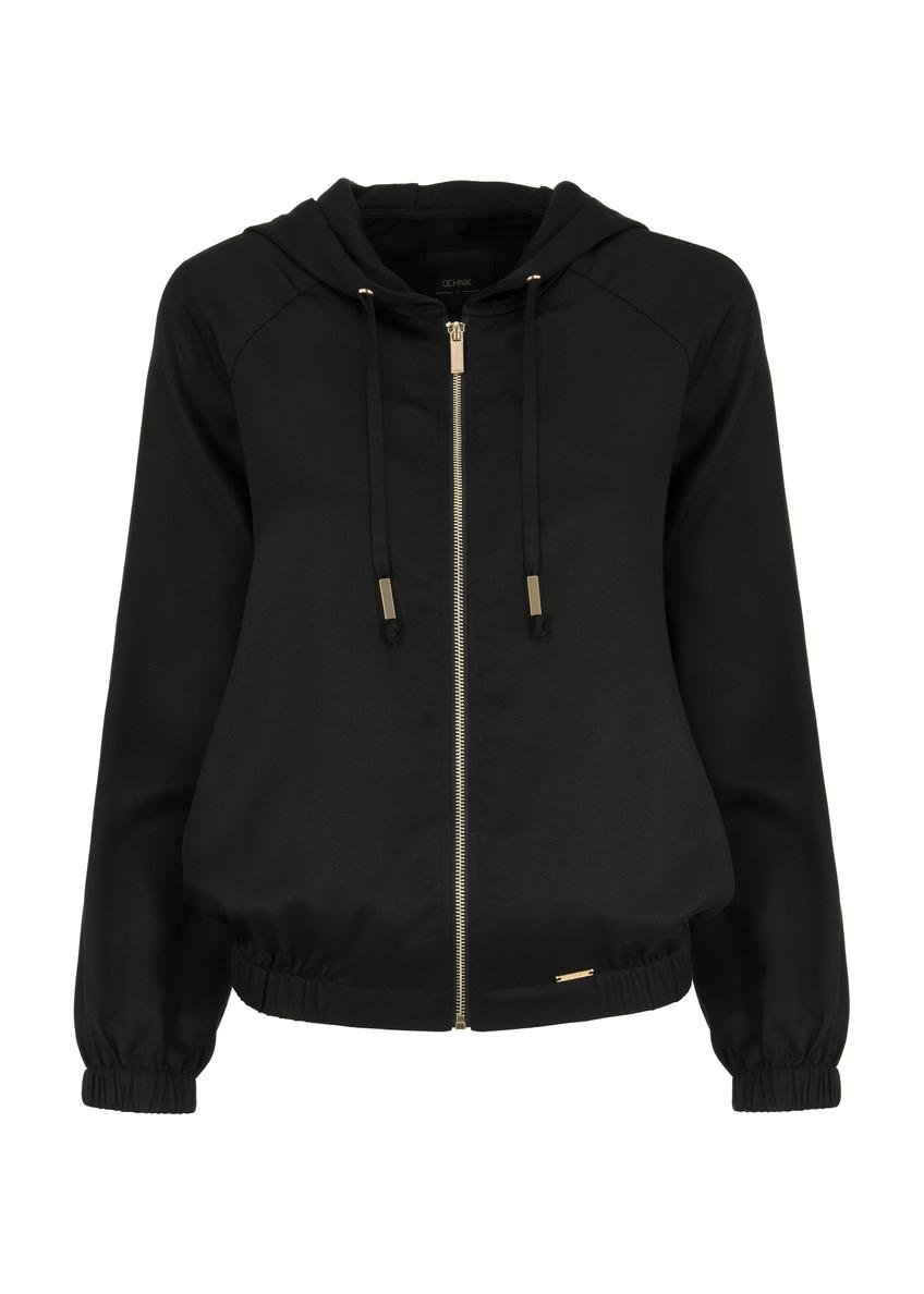 Czarna bluza damska z kapturem BLZDT-0099-99(W24)-05