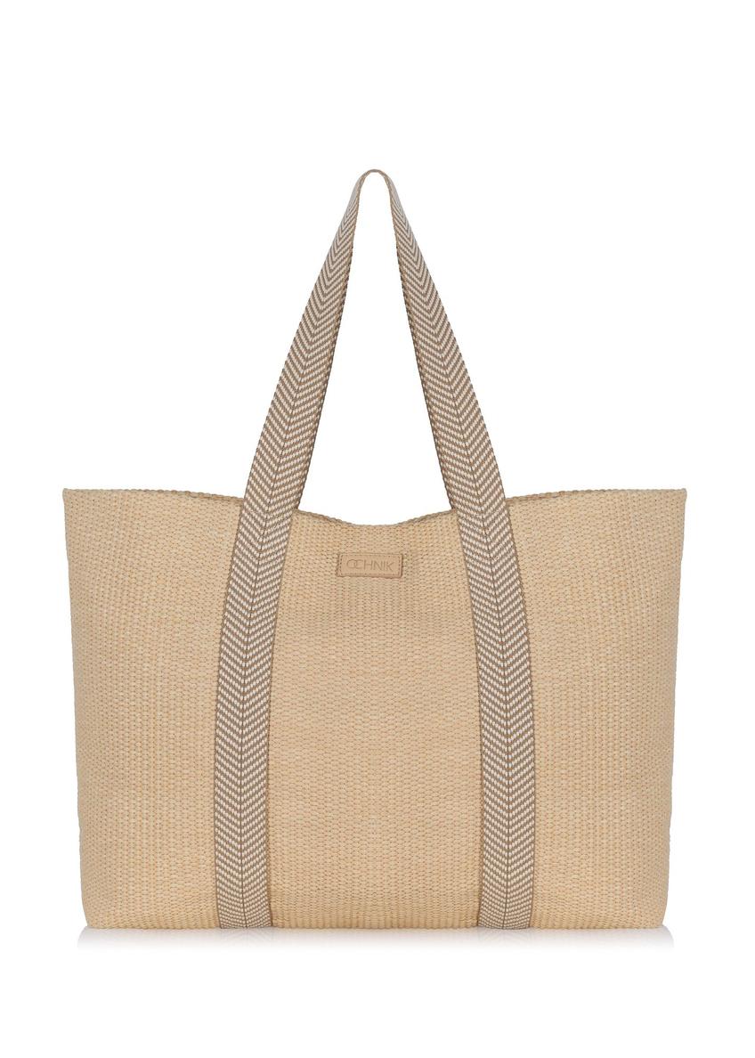 Duża torebka shopper z imitacji słomki TOREC-0929-81(W24)-01