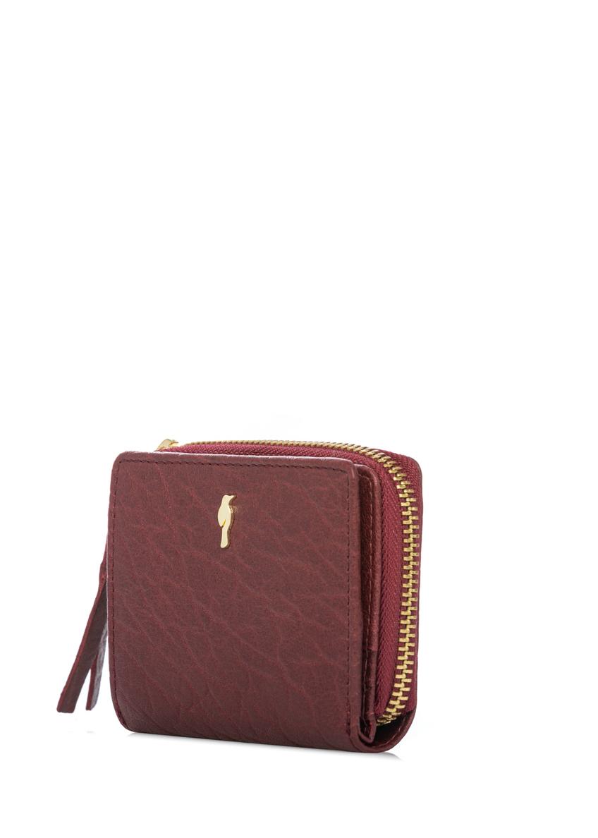 Mały czerwony skórzany portfel damski PORES-0815-4C(W26)
