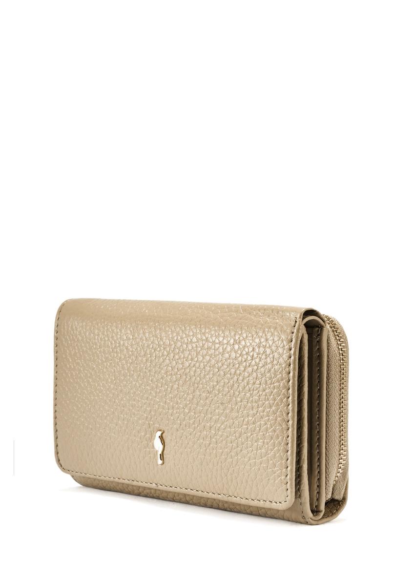 Duży beżowy skórzany portfel damski PORES-0801R-1B(W26)