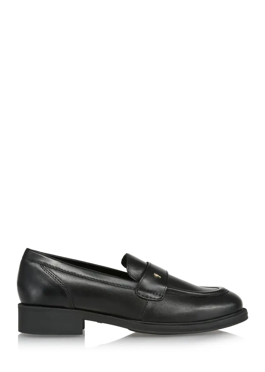 Black leather women's loafers BUTYD-1117-99(Z24)