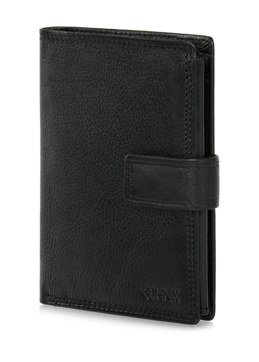 Skórzany zapinany czarny portfel męski PORMS-0605-99(W24)
