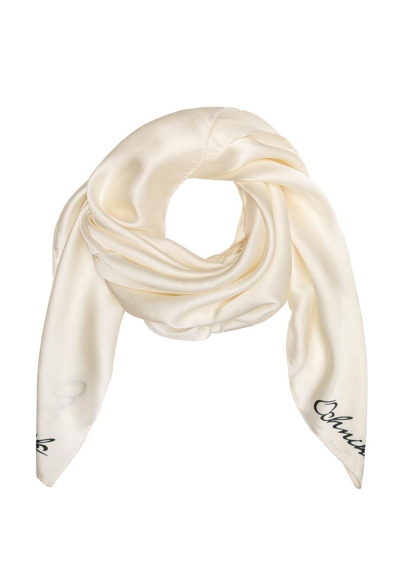 Biały szalik damski z logo SZADT-0189-11(W25)