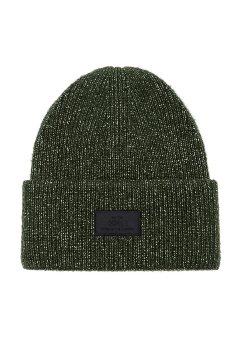 Green men's winter cap CZAMT-0070-54(Z24)