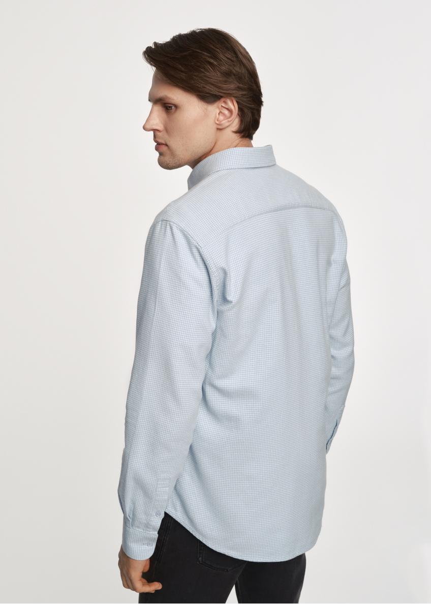 Błękitna koszula męska w drobną pepitkę KOSMT-0311-60(Z23)