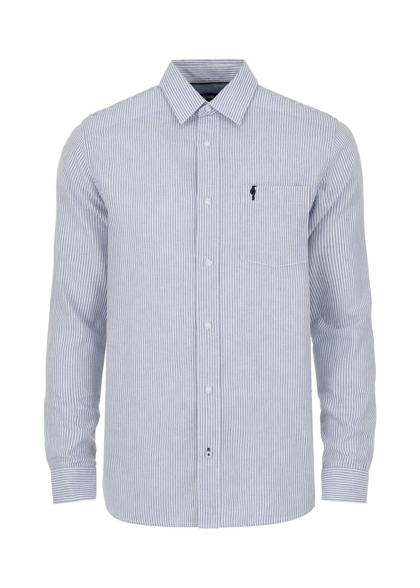 Niebieska koszula męska w paski KOSMT-0324-61(W24)-04