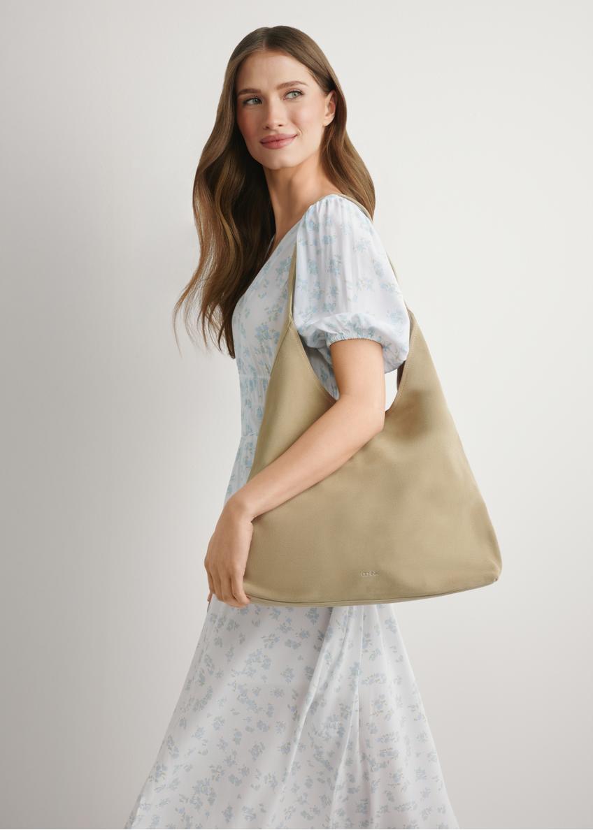 Skórzana torebka shopper w kolorze kremowym TORES-1307-0B(W26)