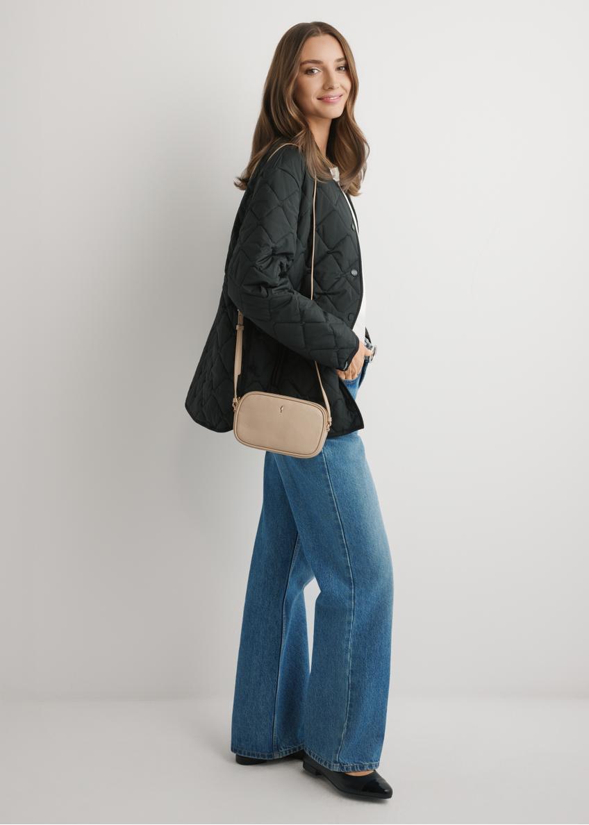 Mała beżowa skórzana torebka damska TORES-0466E-1B(W26)