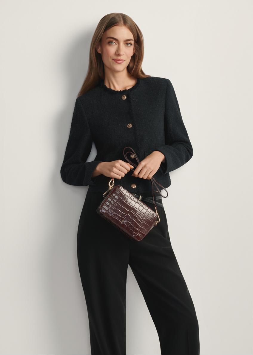 Mała brązowa skórzana torebka croco TORES-1231-1H(W26)