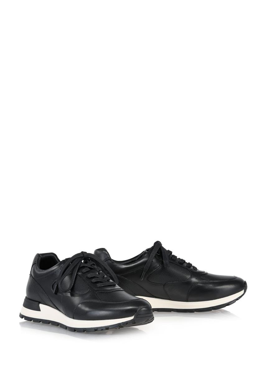 Black leather men's sneakers BUTYM-0480-99(Z24)