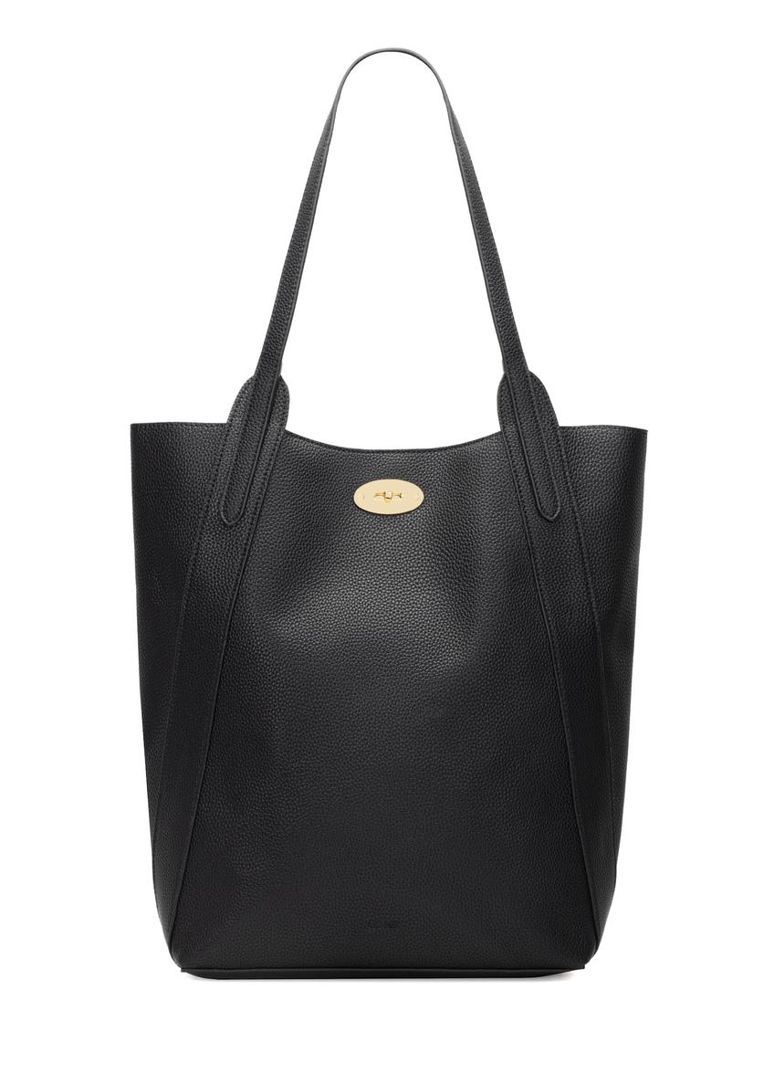 Czarna duża torebka damska shopper TOREC-1142-9I(W26), widok produktu z przodu na białym tle.