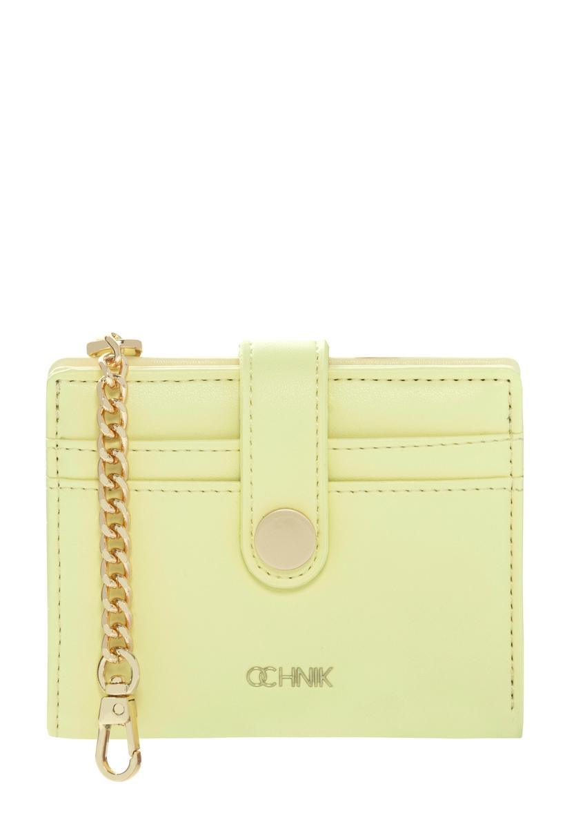 Mały jasnożółty portfel damski POREC-0430-2A(W26), widok produktu z przodu na białym tle.