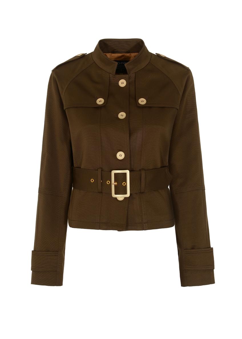 Krótka kurtka damska z paskiem KURDT-0356-89(W22)-04