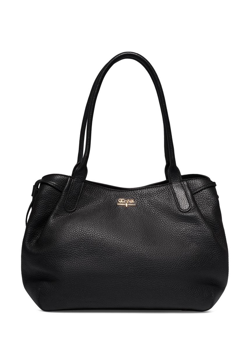 Skórzana torebka shopper w kolorze czarnym TORES-1360-9I(Z26)