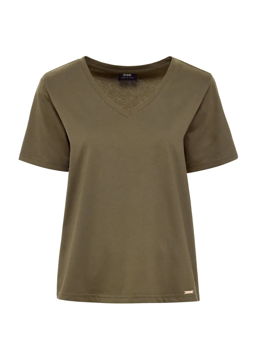 Khaki t-shirt damski basic TSHDT-0120-54(W25)