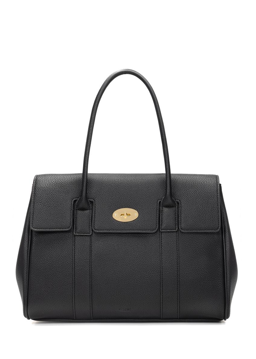 Czarna duża torebka damska TOREC-1139-9I(W26), widok produktu z przodu na białym tle.