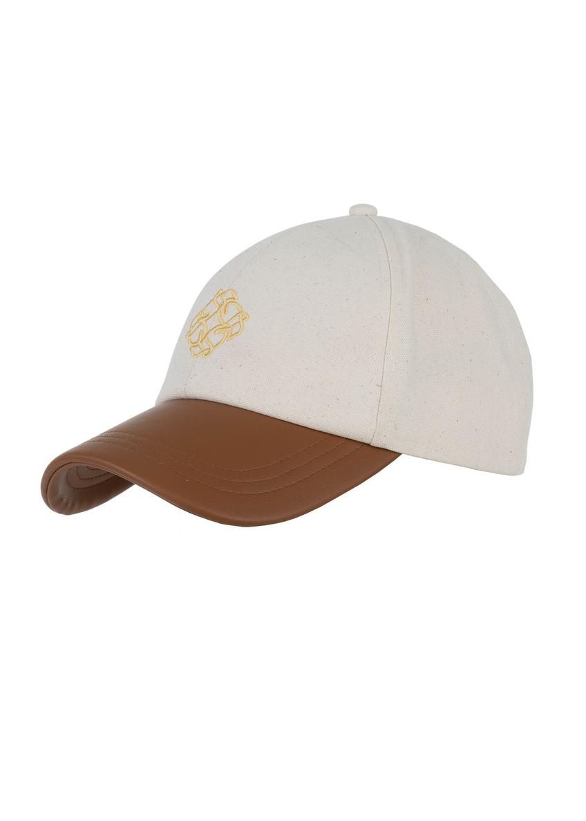 Beżowa czapka z daszkiem z monogramem CZALT-0010-23(W24)