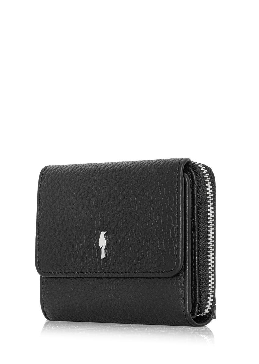 Small black leather women's wallet PORES-0802P-99(Z24)