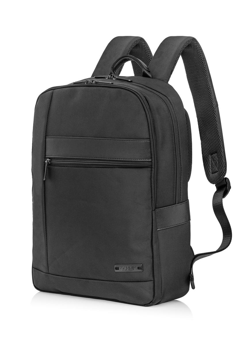 Black two-compartment men's backpack with logo PLCMN-0001C-99(Z24)