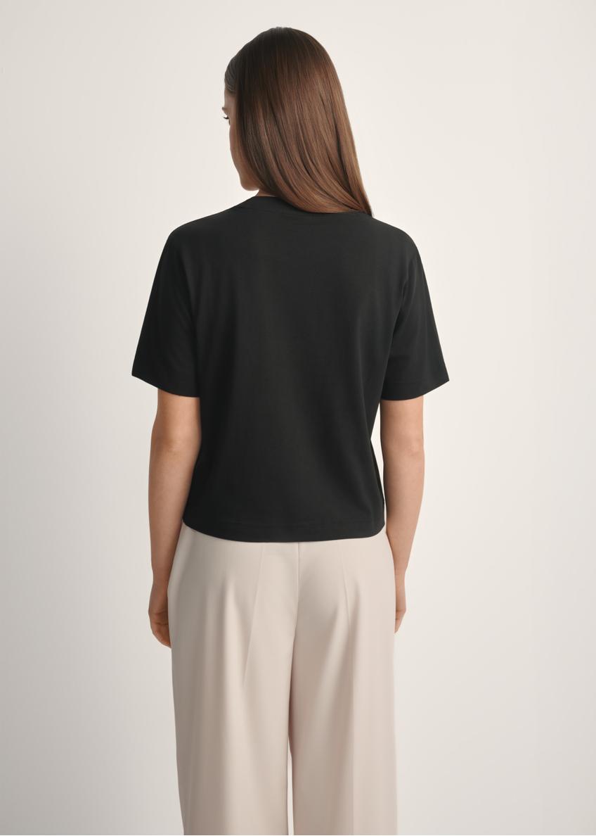 Bawełniany czarny T-shirt damski TSHDT-0138-99(W25)