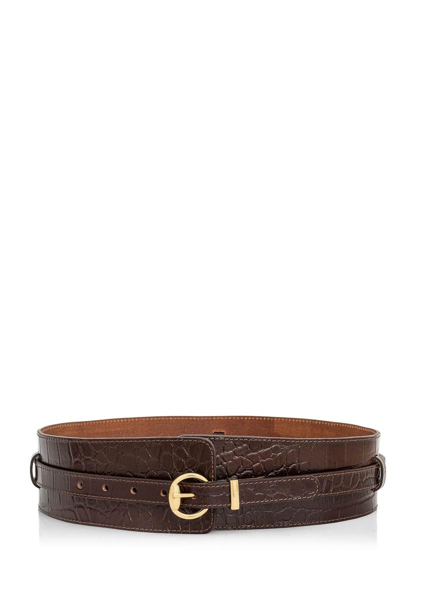 Brown leather women's belt 2in1 PASDS-0314-89(Z24)