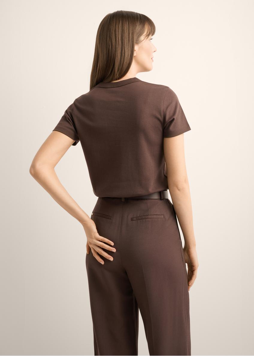 Ciemnobrązowy bawełniany T-shirt damski TSHDT-0144-1I(Z26)