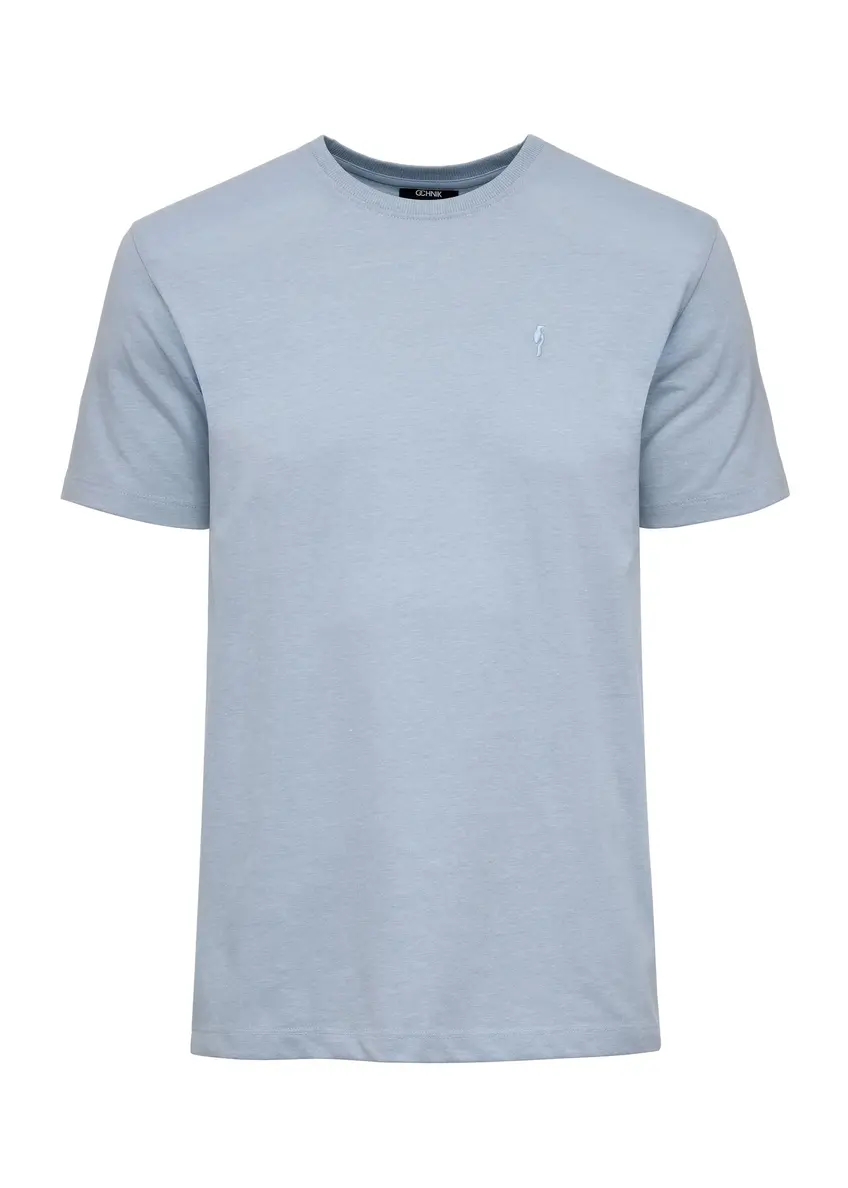 Blue men's t-shirt with logo TSHMT-0094-61(Z24)