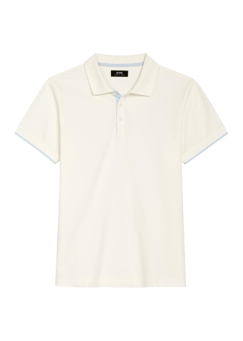 Kremowa koszulka polo z bawełny POLMT-0045B-0B(W26)