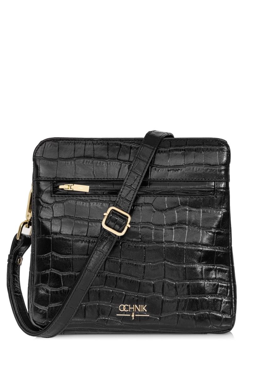 Black leather women's croco handbag TORES-0973-97(W24)-08