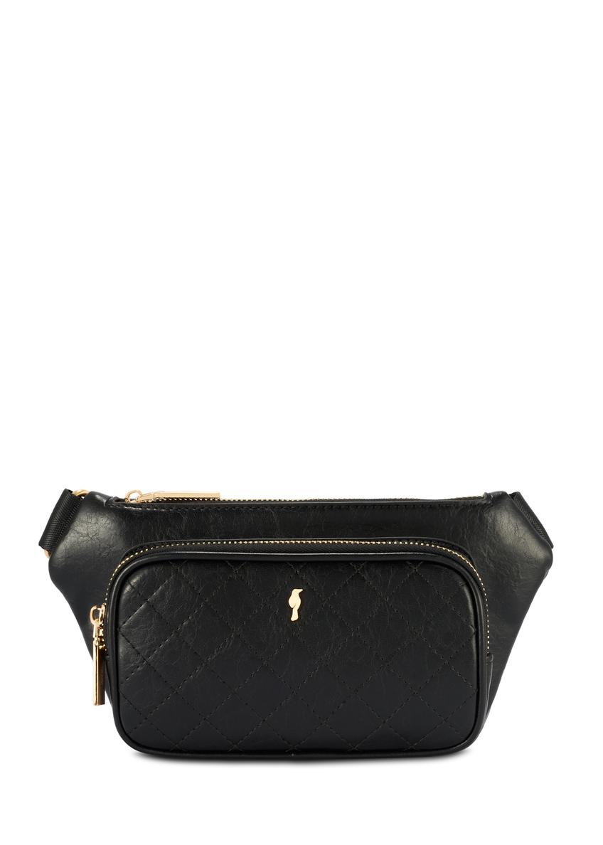 Czarna nerka damska z przeszyciami TOREC-1192-99(W26), widok produktu z przodu na białym tle.