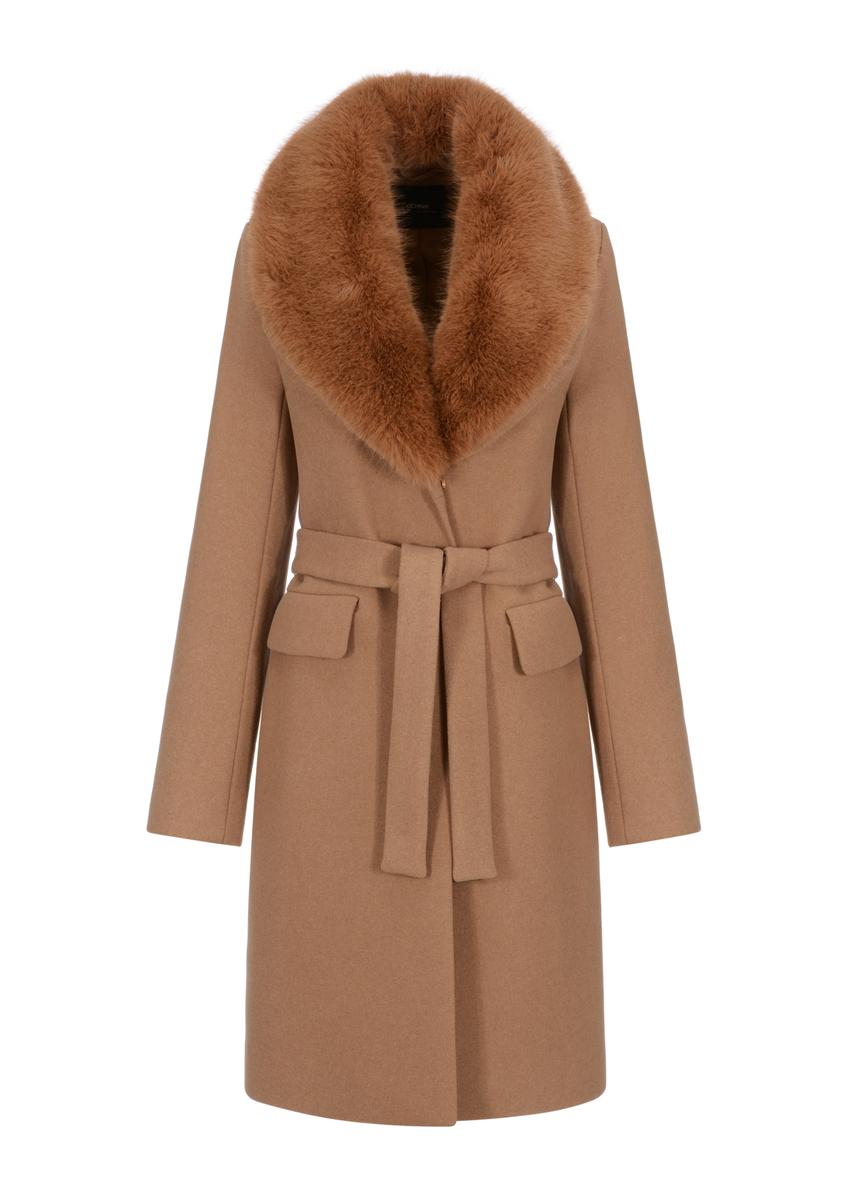 Długi płaszcz damski z paskiem PLADT-0049-82(Z24)-04